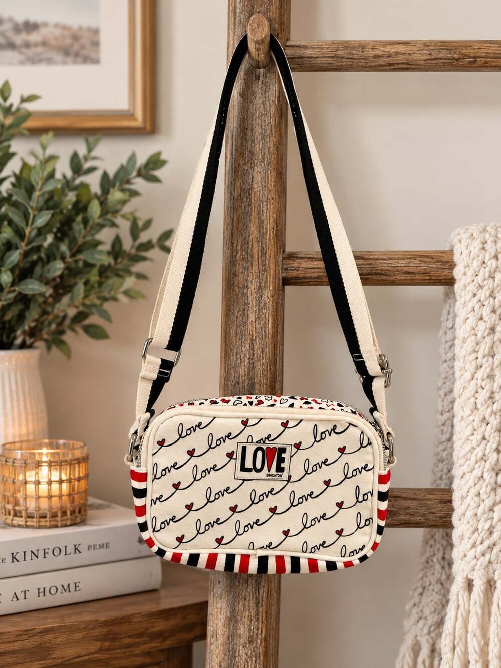 NWOT Brighton "LOVE SCROLL" Canvas Crossbody Bag